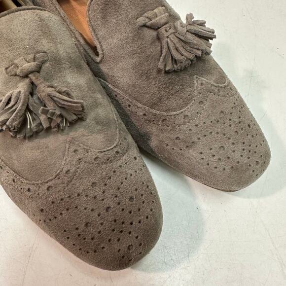 VERY GOOD J. Crew Women's Georgie Suede Wingtip Tassel Loafer Flats Gray 6 - Picture 7 of 10